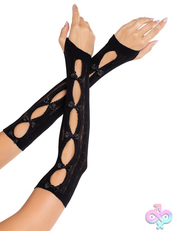 Discreet-Toys-Sweetheart-Striped-Keyhole-Arm-Warmers-O-S-Black-La-2046Blkos Sweetheart Striped Keyhole Arm Warmers O/S - Image 1