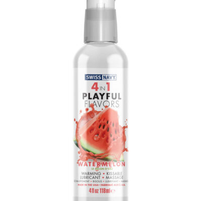 4 in 1 Playful Flavors Watermelon Swiss Navy flavored warming lubricant 4 oz bottle