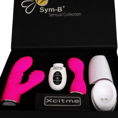 Sym-B Sensual Collection modular fuchsia silicone vibrator gift set by Xcitme