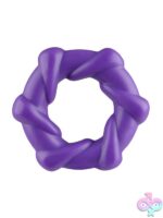 Taffy Twist twisted cock ring in purple on neutral background