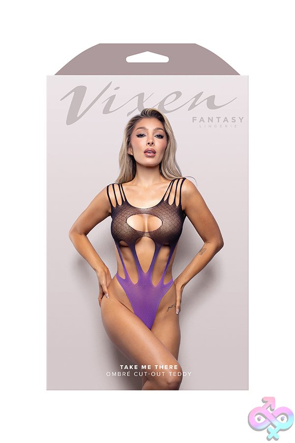Discreet-Toys-Take-Me-There-Ombre-Cut-Out-Teddy-Os-Black-Purple-Fl-V825-Os-B Take Me There Ombre Cut-Out Teddy - Os - Black/Purple - Image 1