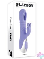 Tap Me In dual rabbit vibrator with G-spot flapper and thrusting shaft in purple silicone by Playboy Pleasure
