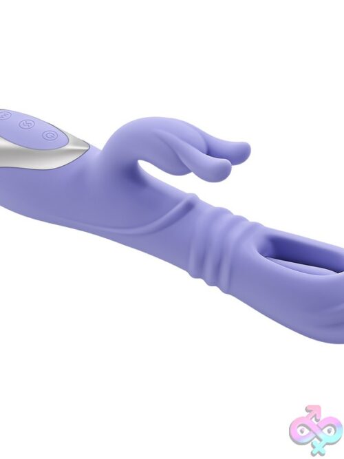 Tap Me In Dual Rabbit Vibrator With Flapper &Amp; Thrusting In Purple - Image 3