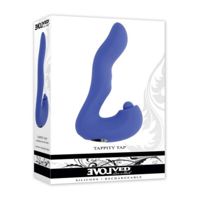Tappity Tap dual stimulation triple-motor vibrator in blue by Evolved Novelties