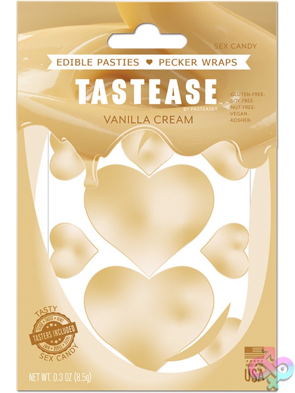 Discreet-Toys-Tastease-Edible-Sweet-Cream-Pasties-Pecker-Wraps-Nu-Tts-Sc Edible Pasties Vanilla Sweet Cream By Pastease Beige One-Size