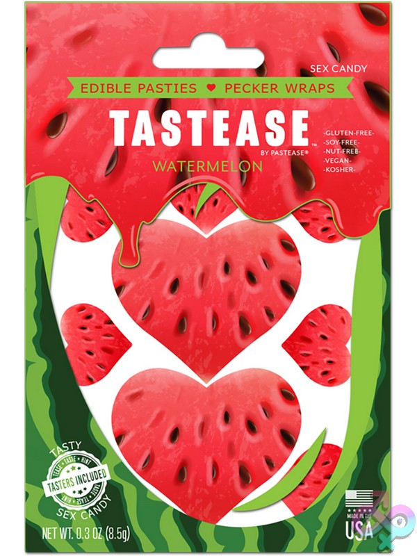 Discreet-Toys-Tastease-Edible-Watermelon-Pasties-Pecker-Wraps-Nu-Tts-Wtm Edible Watermelon Pasties &Amp; Pecker Wraps By Pastease — Red Watermelon Flavor, One Size