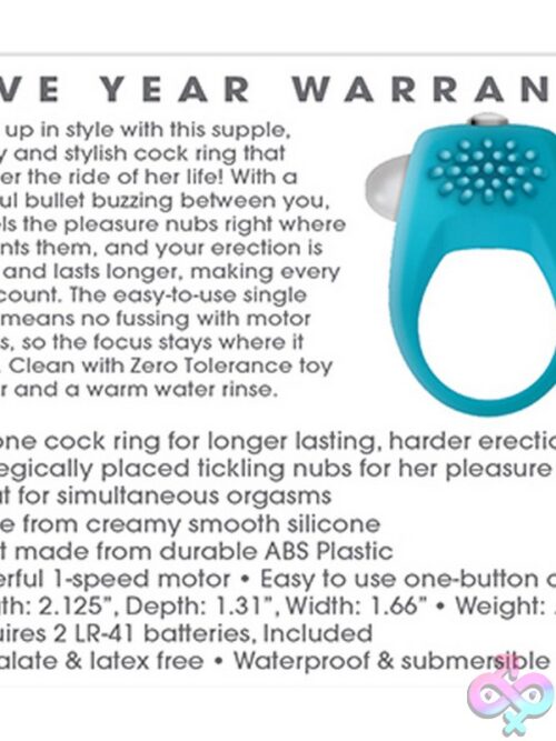 Teal Tickler Vibrating Cock Ring - Image 2