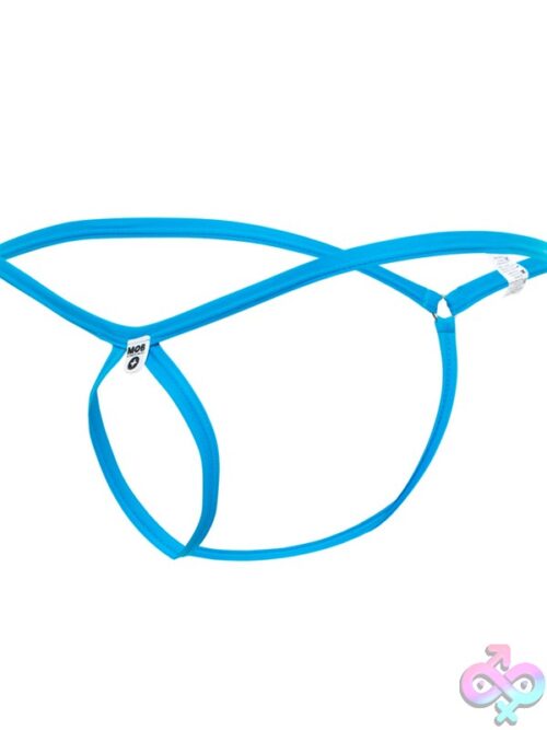 Turquoise Tear Drop Thong With Elasticated Waistband And T-Bar Rear On White Background
