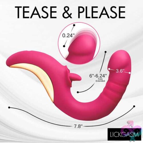 Tease And Please Thrusting And Licking Vibrator - Fuchsia - Image 4