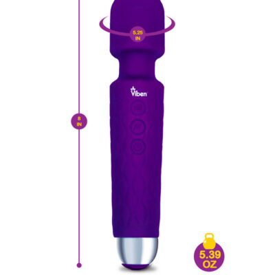 Tempest Intense Wand Massager in violet by Viben — compact rechargeable clitoral vibrator