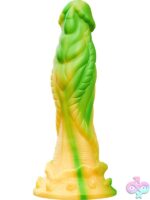 Yellow exotic thrusting dildo with suction-cup base and remote control by Tentra