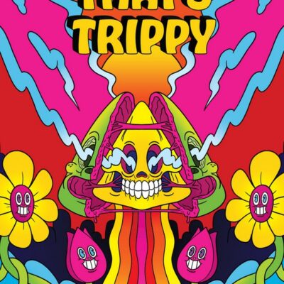 That's Trippy adult coloring book with 24 original trippy illustrations on white pages by Wood Rocket