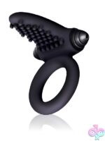 S-Bullet Silicone Vibrating Cock Ring with Tongue Texture – Black - Image 2