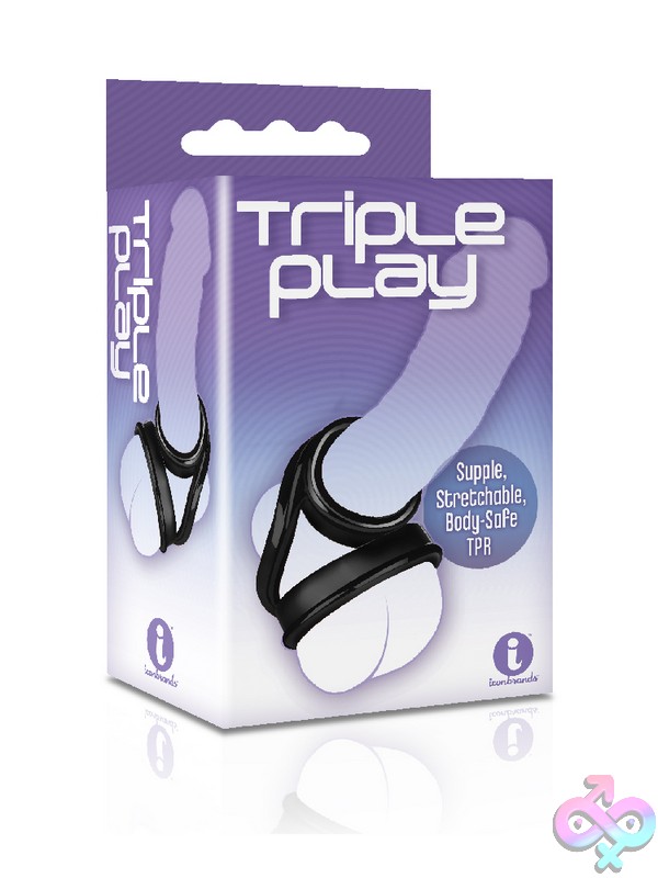 Discreet-Toys-The-9-S-Triple-Ring-Tpr-Cock-Ring-Nu-Ic2645-2 Triple Loop Cock Ring In White Body-Safe Tpe By Icon Brands
