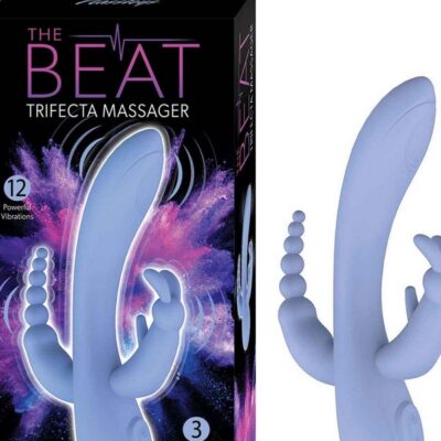 Beat Trifecta 3-motor rabbit massager in violet silicone by Nasstoys