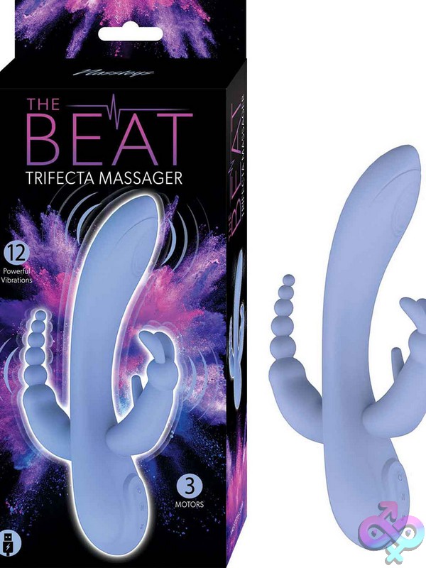 Discreet-Toys-The-Beat-Trifecta-Massager-Violet-Nu-Nw3196-2 Beat Trifecta 3-Motor Rabbit Massager In Violet Silicone By Nasstoys