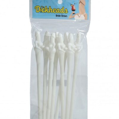 White bride-shaped novelty drinking straws for bachelorette parties by Shots Toys