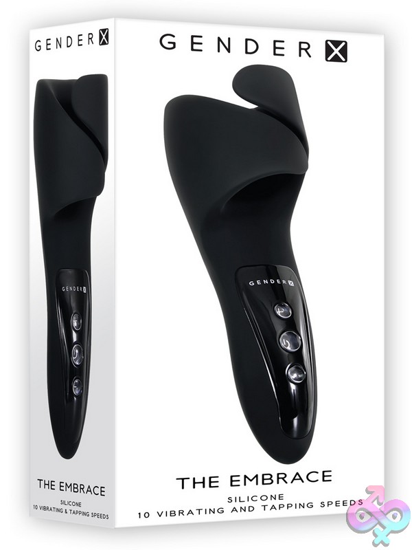 Discreet-Toys-The-Embrace-Nu-Gx-Rs-8928-2 The Embrace Vibrating Pulsing Cradle Vibe In Black Silicone With Abs Handle By Gender X