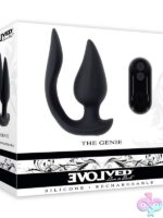Flexible dual motor vibrator with petal and plug design in black by Evolved Novelties