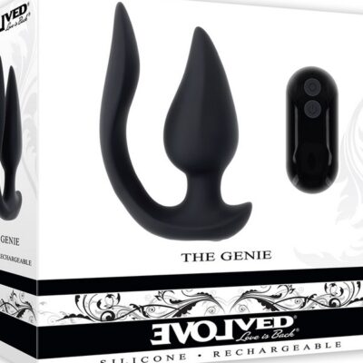 Flexible dual motor vibrator with petal and plug design in black by Evolved Novelties
