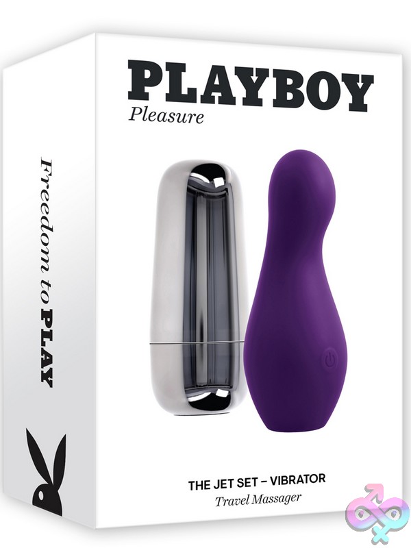 Discreet-Toys-The-Jet-Set-Vibrator-Nu-Pb-Rs-5254-2 Purple Silicone Travel Vibrator With Silver Charging Case By Playboy Pleasure