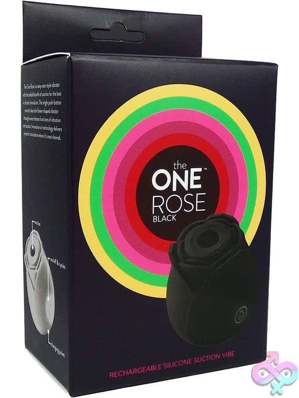 Discreet-Toys-The-One-Rose-Black-Nu-To-0069 Black Silky Silicone Rose Pressure Wave Vibrator With Petal Texture By The One