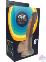 Beige 8-inch realistic silicone dildo with veiny shaft and suction cup base by The One