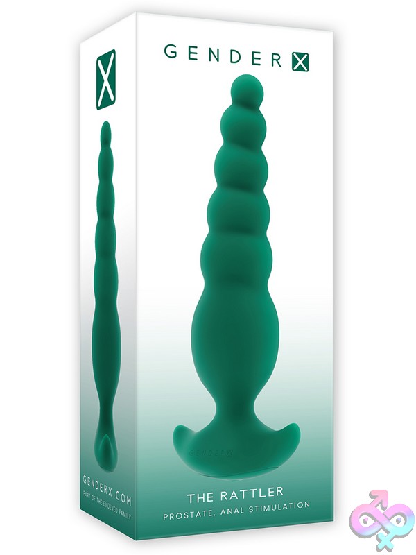 Discreet-Toys-The-Rattler-Nu-Gx-Rs-7357-2 The Rattler Tail-Inspired Green Silicone Vibrating Anal Toy With Wide Safety Base By Gender X