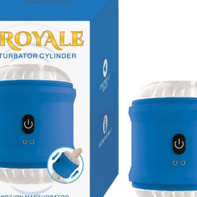 Royale Masturbator Cylinder in blue with textured TPE tunnel and ABS shell by Nasstoys