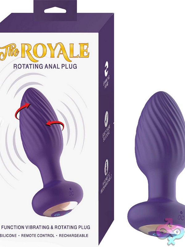 Discreet-Toys-The-Royale-Rotating-Anal-Plug-Purple-Nu-Nw3279 Purple Rotating Anal Plug With Ribbed Silicone Texture And Remote Control By Nasstoys