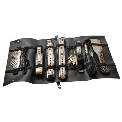 The Traveler 10 Piece Restraint and Bondage Play Kit by Nasstoys — black rose gold briefcase set