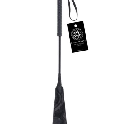 Velvet Strike Crop black faux leather tip and braided shaft by Sportsheets