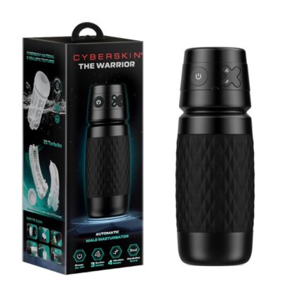 Whisper-quiet black automatic male masturbator in medical-grade silicone by Cyberskin