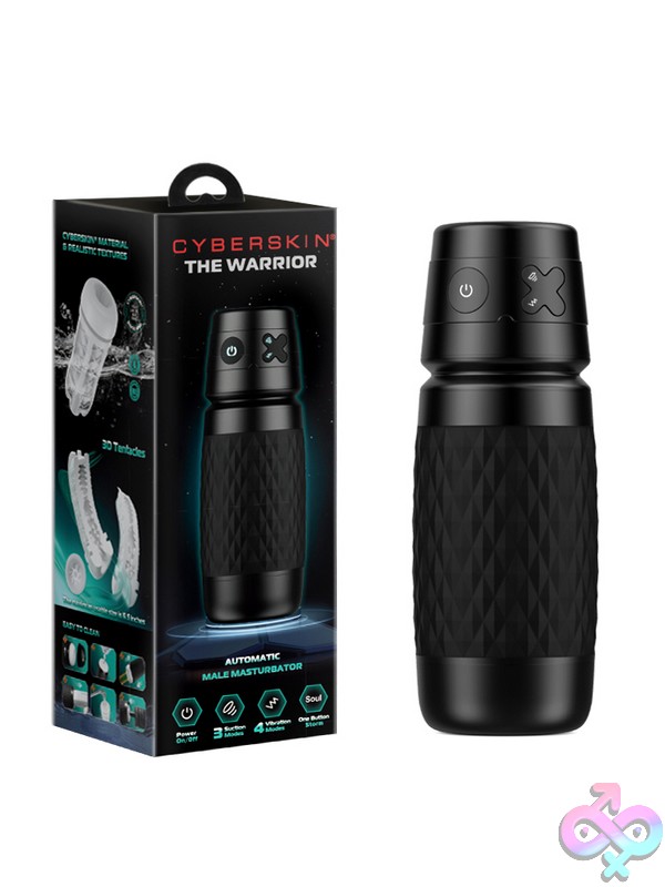 Discreet-Toys-The-Warrior-01-Black-Nu-Cy-805002452 Whisper-Quiet Black Automatic Male Masturbator In Medical-Grade Silicone By Cyberskin