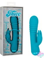 Thick blue thrusting rabbit vibrator with triple teaser arm by California Exotic Novelties