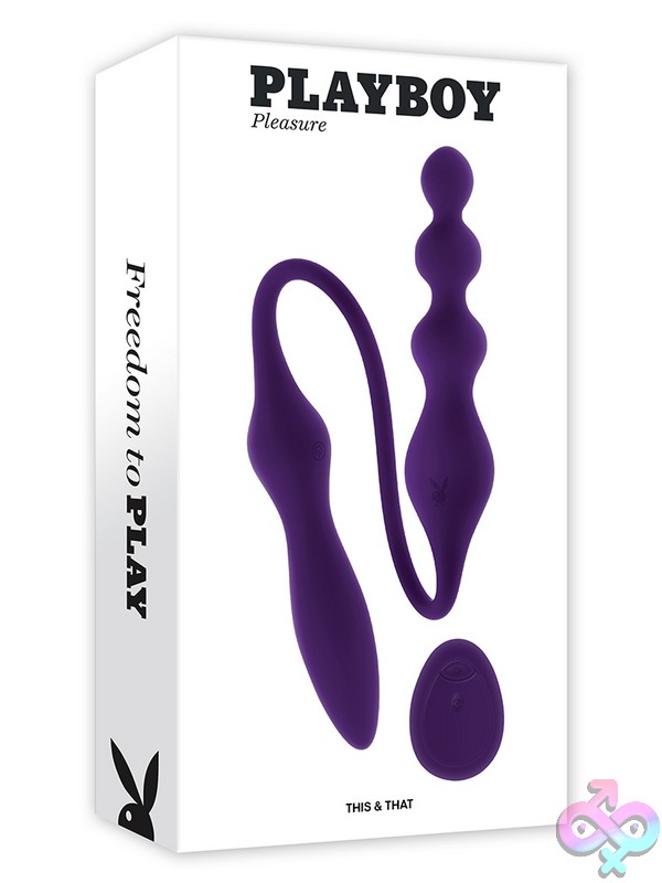 Discreet-Toys-This-That-Nu-Pb-Rs-7005-2 Dual-Ended Vibrator And Graduated Plug In Purple Silicone By Playboy Pleasure