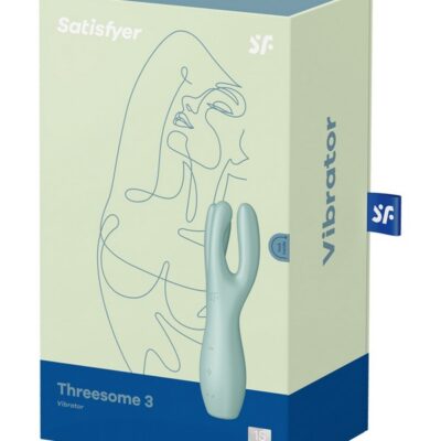Mint green three-arm lay-on vibrator with flexible silicone construction by Satisfyer