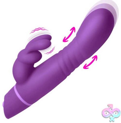 Thrusting Silicone Rabbit Vibrator - Purple - Image 2