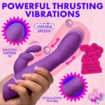 Thrusting Silicone Rabbit Vibrator - Purple - Image 4