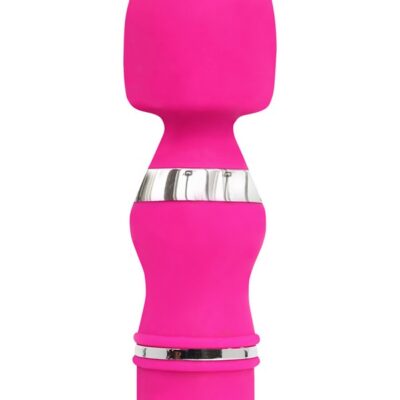 Compact pink Thunder Wand mini vibrator with flexible head and clitoral stimulator by Xcitme