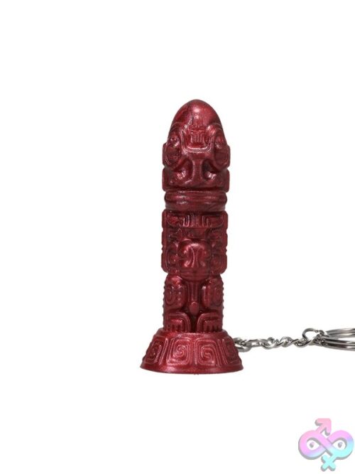 Lele Lele Air Idol Wood Bronze Tiki Keychain – Red Silicone - Image 2