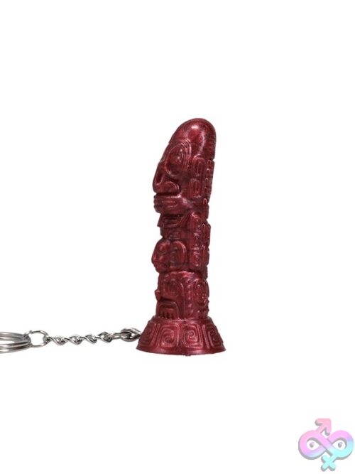 Lele Lele Air Idol Wood Bronze Tiki Keychain – Red Silicone - Image 3