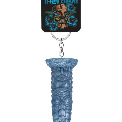 Ocean blue silicone Polynesian tiki idol keychain by Doc Johnson
