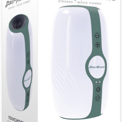 Touchdown vibrating tightening stroker in white with textured canister grip by Zero Tolerance Toys