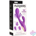 Tri-Flick Flicking Silicone Rabbit Vibrator - Purple