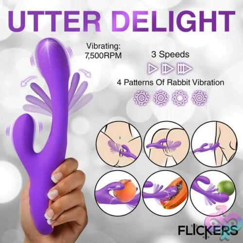 Tri-Flick Flicking Silicone Rabbit Vibrator - Purple - Image 3