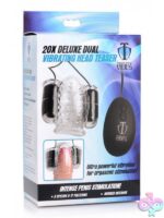 Clear dual vibrating head teaser sleeve with internal nub texturing by Trinity Men