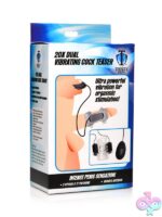 Clear nubbed TPE dual vibrating cock sleeve with remote control by Xr Trinity Men