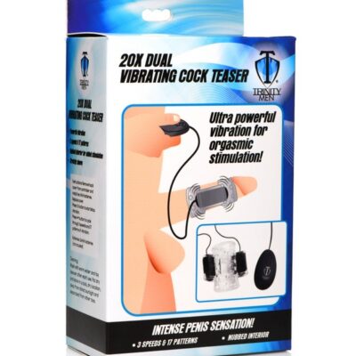Clear nubbed TPE dual vibrating cock sleeve with remote control by Xr Trinity Men