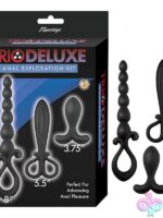 Three-piece graduating silicone anal exploration kit in black by Nasstoys